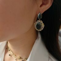 1 Pair Elegant Luxurious Geometric Plating Inlay Copper Opal Drop Earrings main image 3
