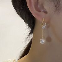 Wholesale Jewelry Elegant Streetwear Geometric Imitation Pearl Plating Drop Earrings main image 5