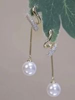 Wholesale Jewelry Elegant Streetwear Geometric Imitation Pearl Plating Drop Earrings main image 2
