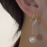 Wholesale Jewelry Elegant Streetwear Geometric Imitation Pearl Plating Drop Earrings main image 3
