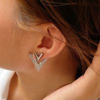 1 Pair Basic Classic Style Letter Plating Inlay Copper Zircon Ear Studs main image 1