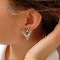 1 Pair Basic Classic Style Letter Plating Inlay Copper Zircon Ear Studs main image 5