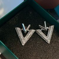 1 Pair Basic Classic Style Letter Plating Inlay Copper Zircon Ear Studs main image 3