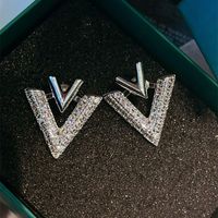 1 Pair Basic Classic Style Letter Plating Inlay Copper Zircon Ear Studs main image 4