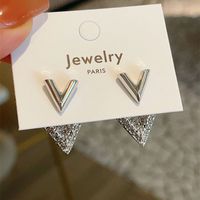 1 Pair Basic Classic Style Letter Plating Inlay Copper Zircon Ear Studs main image 2