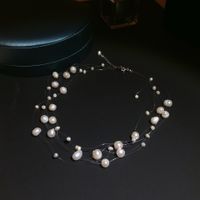 Lady Jewelry Freshwater Pearl Fishing Line Beaded Necklace main image 5