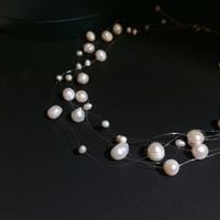 Lady Jewelry Freshwater Pearl Fishing Line Beaded Necklace main image 4