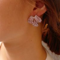 1 Pair Luxurious Modern Style Leaf Plating Inlay Copper Zircon Earrings main image 5