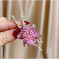 Glänzend Rose Kupfer Überzug Inlay Kristall Zirkon Frau Broschen sku image 3