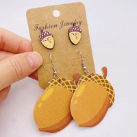 Wholesale Jewelry Ig Style Simple Style Pumpkin Cartoon Water Droplets Pu Leather Drop Earrings sku image 1