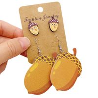 Wholesale Jewelry Ig Style Simple Style Pumpkin Cartoon Water Droplets Pu Leather Drop Earrings main image 3