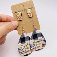 Wholesale Jewelry Ig Style Simple Style Pumpkin Cartoon Water Droplets Pu Leather Drop Earrings sku image 2