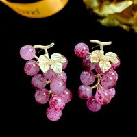 1 Pair Ig Style Sweet Grape Plating Resin Copper Ear Studs main image 1