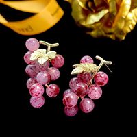 1 Pair Ig Style Sweet Grape Plating Resin Copper Ear Studs main image 5