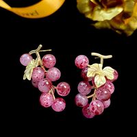 1 Pair Ig Style Sweet Grape Plating Resin Copper Ear Studs main image 4