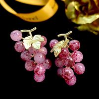 1 Pair Ig Style Sweet Grape Plating Resin Copper Ear Studs main image 3