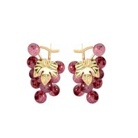 1 Pair Ig Style Sweet Grape Plating Resin Copper Ear Studs sku image 1