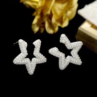 1 Pair Simple Style Star Inlay Copper Zircon Ear Studs main image 1