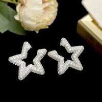 1 Pair Simple Style Star Inlay Copper Zircon Ear Studs main image 3
