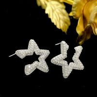 1 Pair Simple Style Star Inlay Copper Zircon Ear Studs main image 4