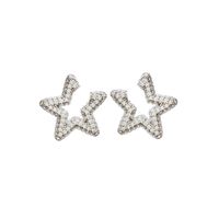 1 Pair Simple Style Star Inlay Copper Zircon Ear Studs main image 2