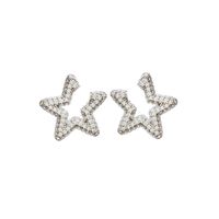 1 Paire Style Simple Star Incruster Le Cuivre Zircon Boucles D'oreilles main image 2