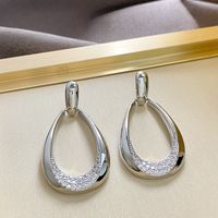 1 Pair Exaggerated Simple Style Water Droplets Inlay Copper Zircon Drop Earrings main image 3