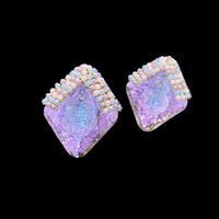 1 Pair Simple Style Shiny Rhombus Inlay Copper Crystal Ear Studs main image 1