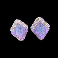 1 Pair Simple Style Shiny Rhombus Inlay Copper Crystal Ear Studs main image 5