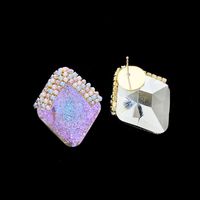 1 Pair Simple Style Shiny Rhombus Inlay Copper Crystal Ear Studs main image 2