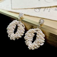 Wholesale Jewelry Ig Style Oval Artificial Crystal Copper Zircon Beaded Inlay Drop Earrings main image 1