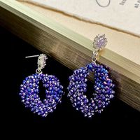 Wholesale Jewelry Ig Style Oval Artificial Crystal Copper Zircon Beaded Inlay Drop Earrings main image 5