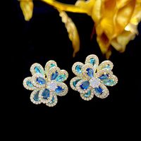 1 Pair Sweet Flower Inlay Copper Zircon Ear Studs main image 6