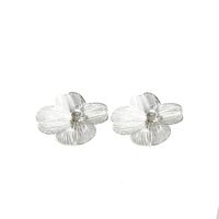 1 Pair Lady Flower Inlay Sterling Silver Copper Artificial Pearls Ear Studs sku image 1