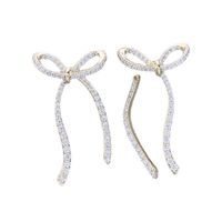 1 Pair Lady Bow Knot Inlay Copper Zircon Ear Studs main image 5