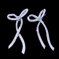 1 Pair Lady Bow Knot Inlay Copper Zircon Ear Studs main image 1