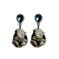 Wholesale Jewelry Retro Oval Alloy Artificial Pearls Rhinestones Inlay Drop Earrings sku image 1