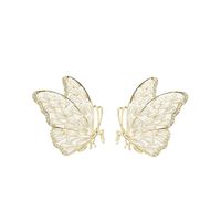 1 Paire Dame Style Classique Papillon Le Cuivre Des Boucles D'oreilles main image 4