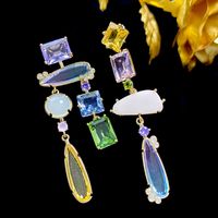 1 Pair Glam Irregular Inlay Sterling Silver Copper Zircon Drop Earrings main image 1