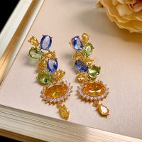 1 Pair Glam Water Droplets Inlay Copper Zircon Drop Earrings main image 1