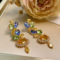 1 Pair Glam Water Droplets Inlay Copper Zircon Drop Earrings main image 2