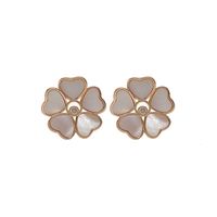 1 Pair Lady Flower Inlay Sterling Silver Copper Shell Ear Studs main image 4