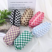 Plaid Polyester Class Learning School Korean Style Pencil Case main image 1