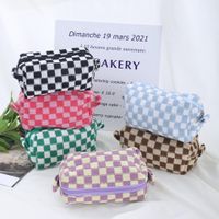 Plaid Polyester Class Learning School Korean Style Pencil Case main image 5