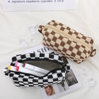 Plaid Polyester Class Learning School Korean Style Pencil Case main image 4