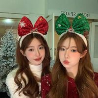 Women's Cartoon Style Simple Style Letter Bow Knot Snowflake Arylic Cloth Sequins Three-dimensional Hair Band main image 3