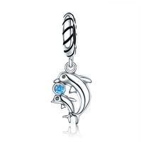 Casual Animal Dolphin Bear Sterling Silver Inlay Glass Zircon Jewelry Accessories sku image 2
