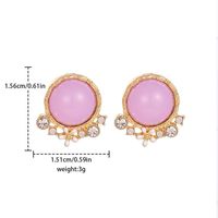 1 Pair Simple Style Round Inlay Alloy Rhinestones Opal Ear Studs main image 3
