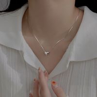 Einfacher Stil Koreanische Art Herzform Sterling Silber Halskette Mit Anhänger main image 1