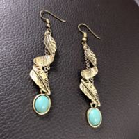 Wholesale Jewelry Vintage Style Leaf Alloy Turquoise Plating Ear Hook sku image 1